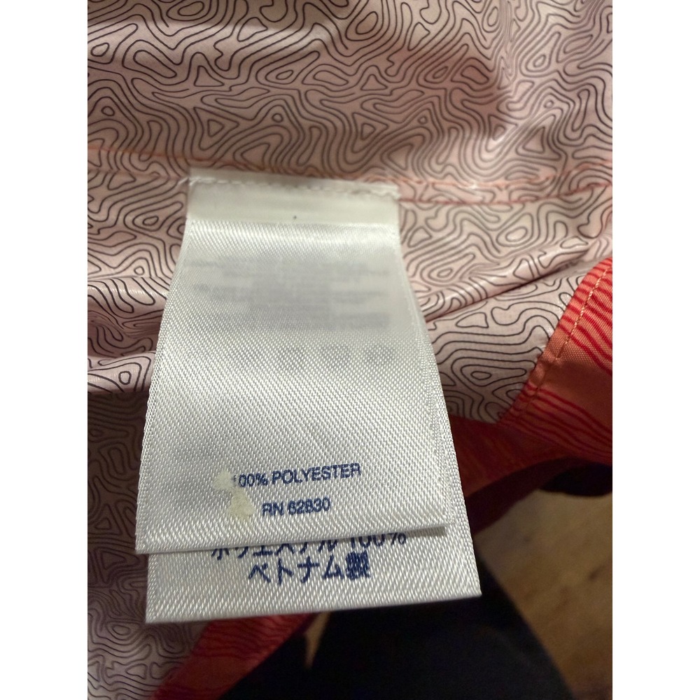 Lands End Women's Coral Pink Striped Hooded Rain Jacket Packable Size XL - Picture 7 of 8